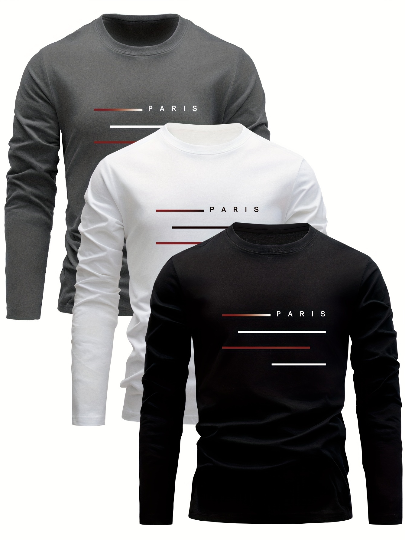 Men'S Fashion T Shirts - تي شيرت رجالي طويل الأكمام برقبة