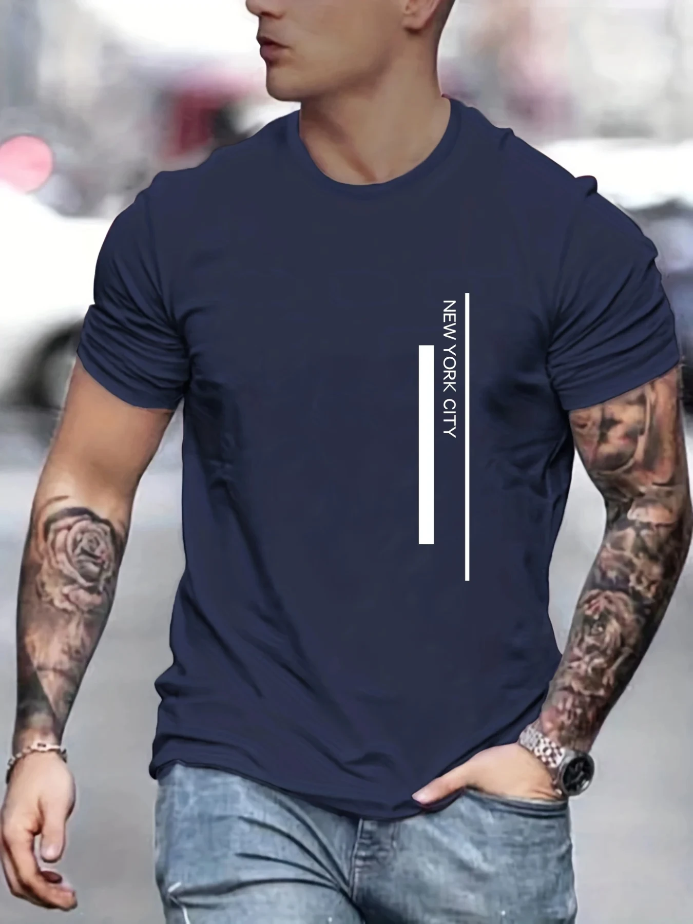 تي شيرت عصري بطباعة حروف مدينة - مراجعة Men'S Fashion New York وسعره