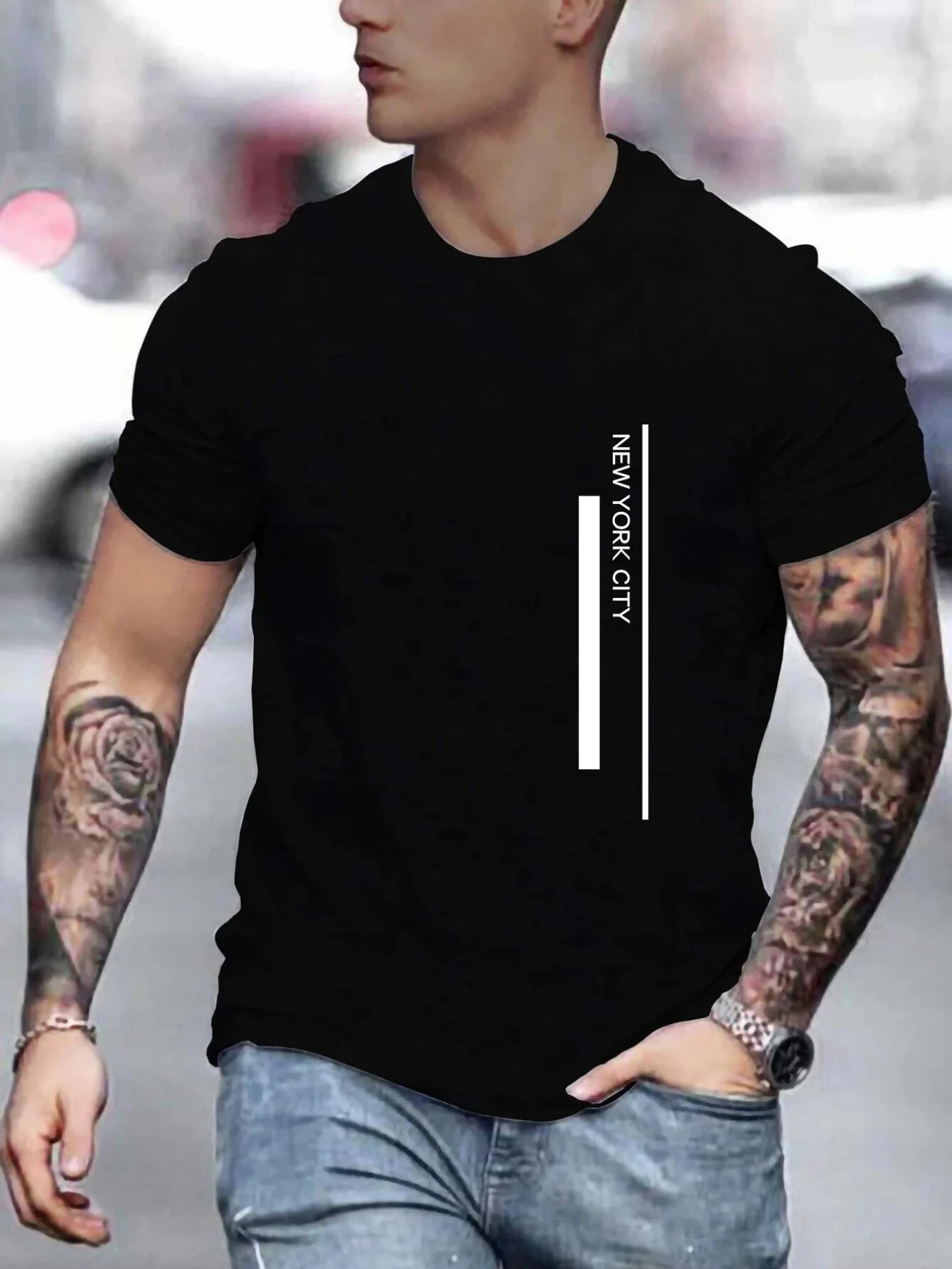 تي شيرت عصري بطباعة حروف مدينة - مراجعة Men'S Fashion New York وسعره