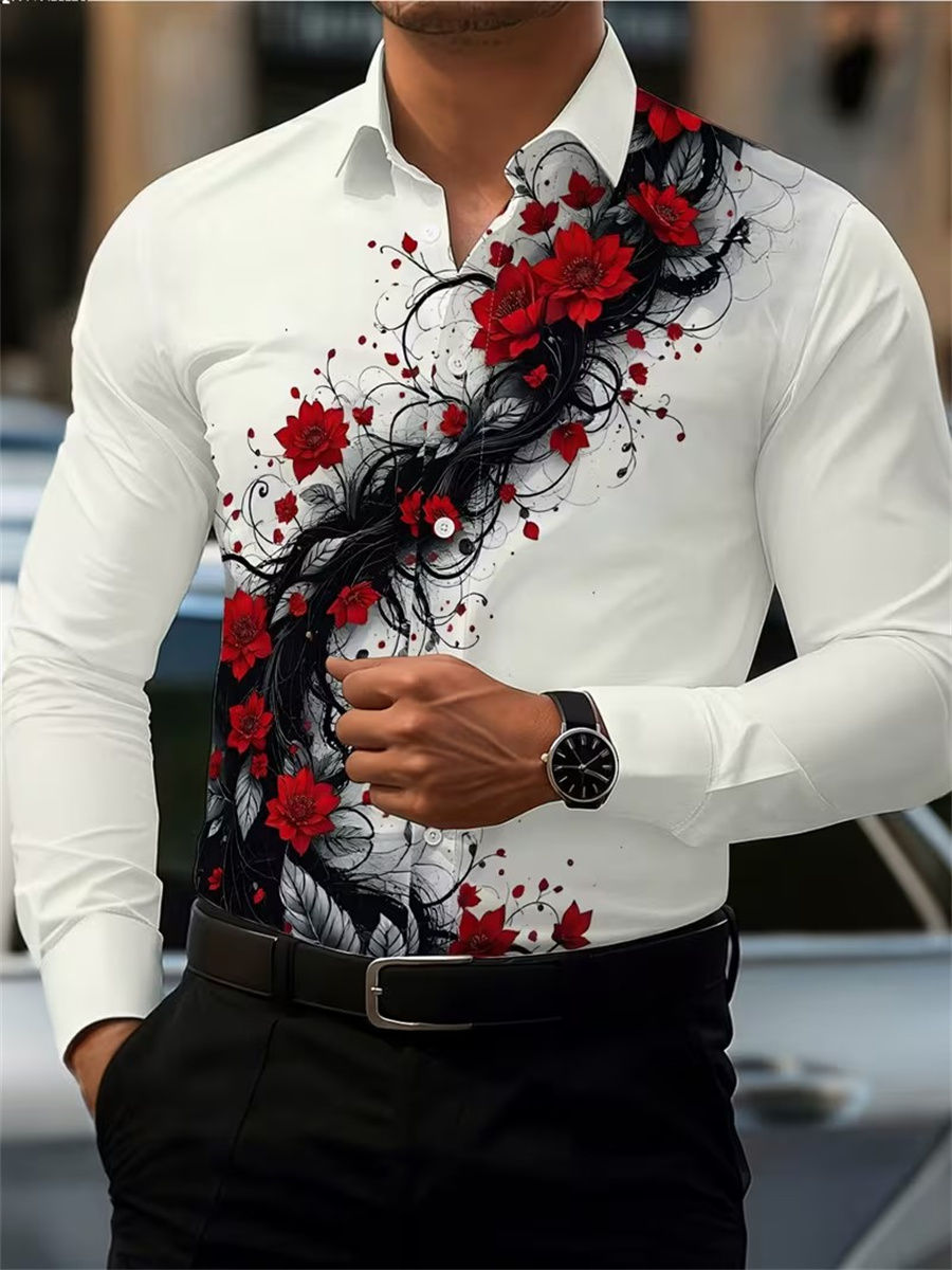 قميص رجالي بأكمام طويلة مزين ب - مراجعة Mens Fashion Clothes وسعره